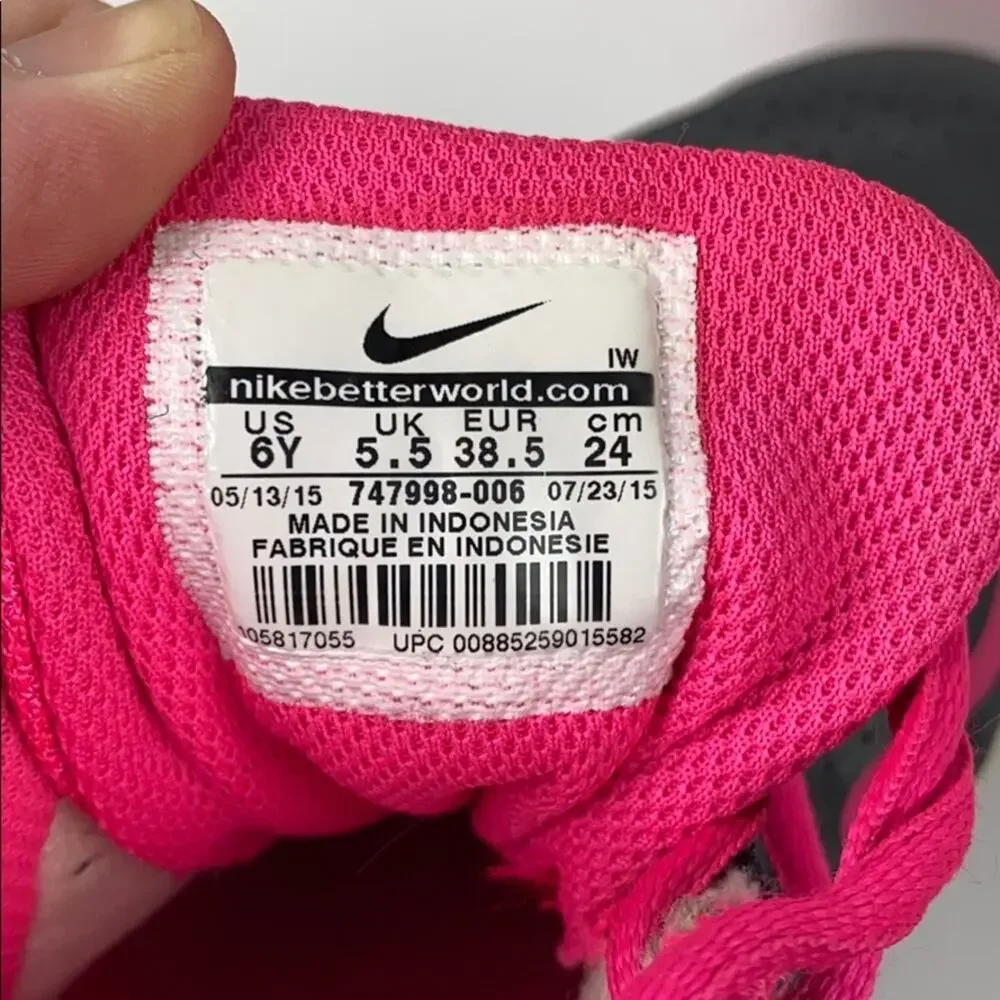 Nike Girls Pink & Black Mid High Top Sneakers Size 6 Youth